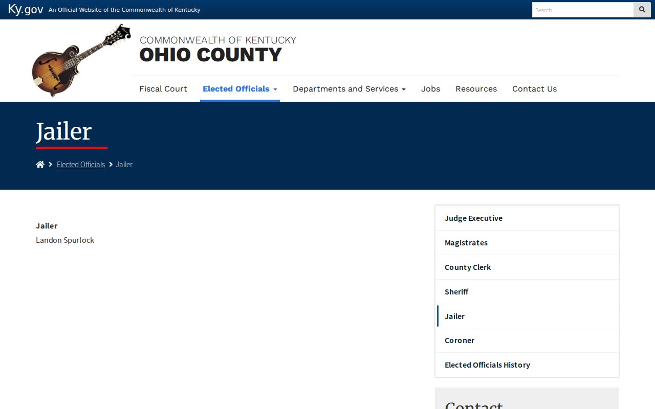 Ohio County arrest records official jailer contact page