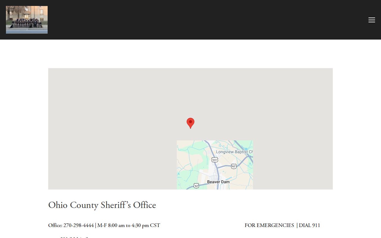 Ohio County arrest records sheriff contact page