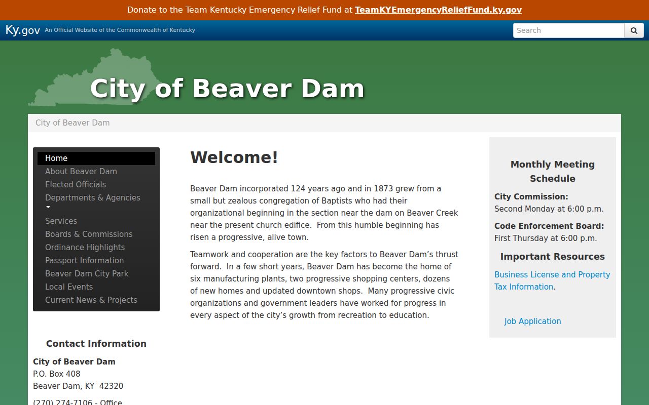 Beaver Dam Ohio County criminal records city government portal