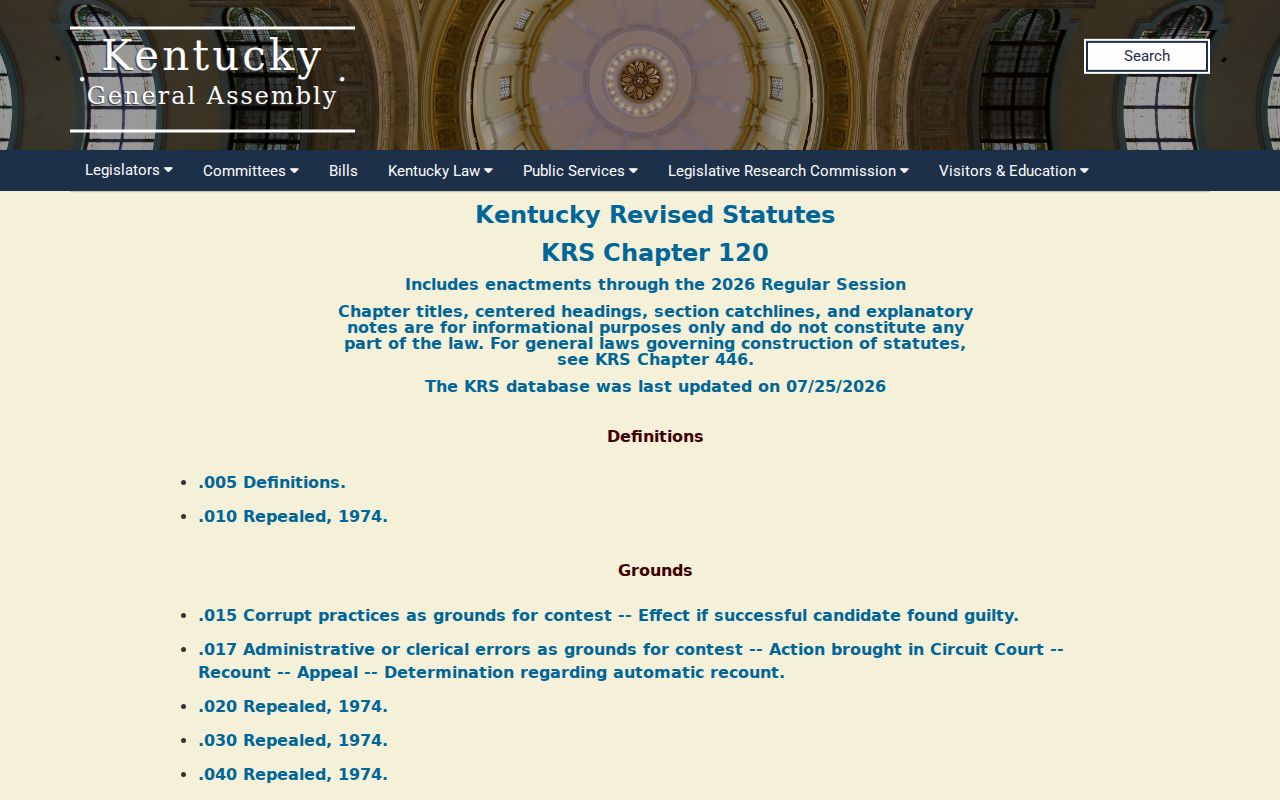 Kentucky KRS Chapter 17 rules for Ohio County sex offender registry records